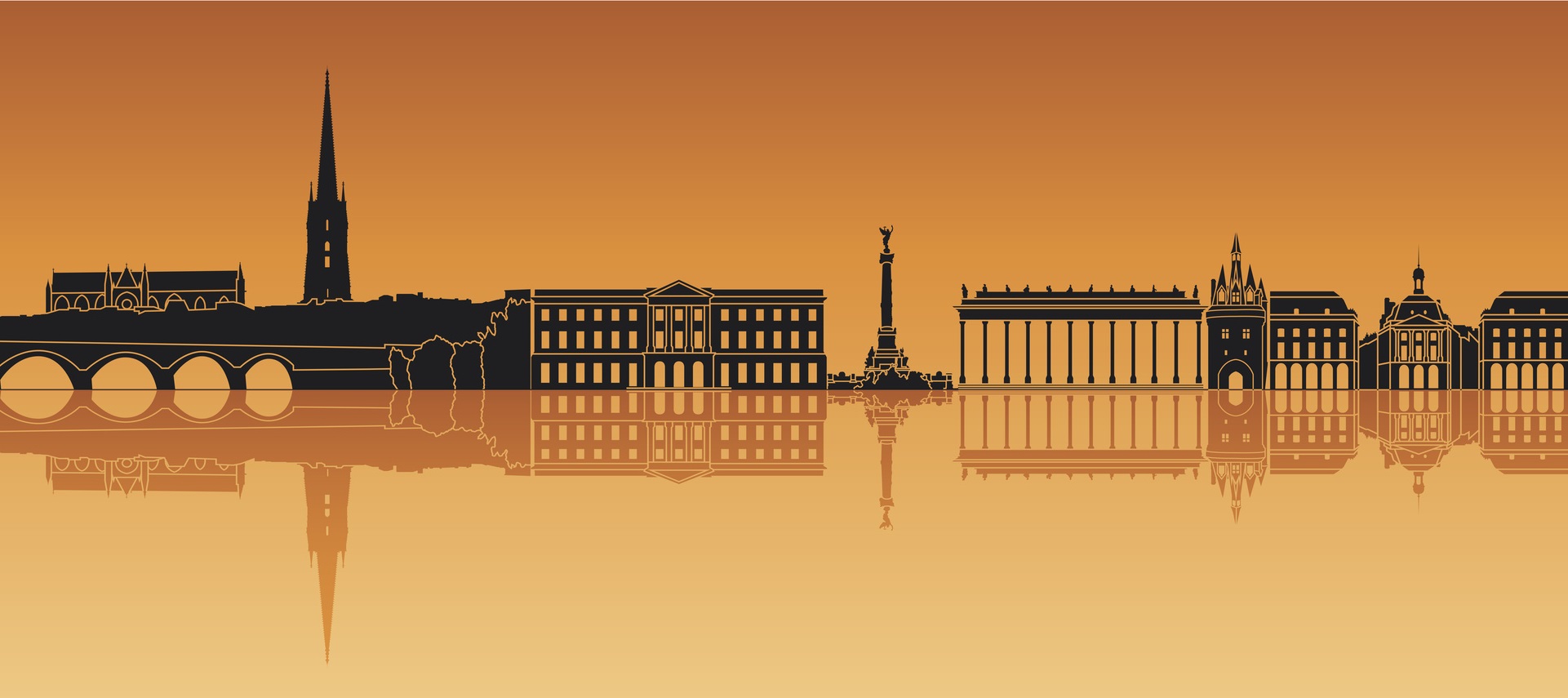 Bordeaux skyline in orange background